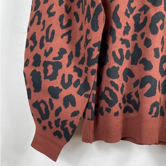New 525 Leopard Mock Neck Pullover in Cinnamon Multi Women's Size M - Picture 6 of 12